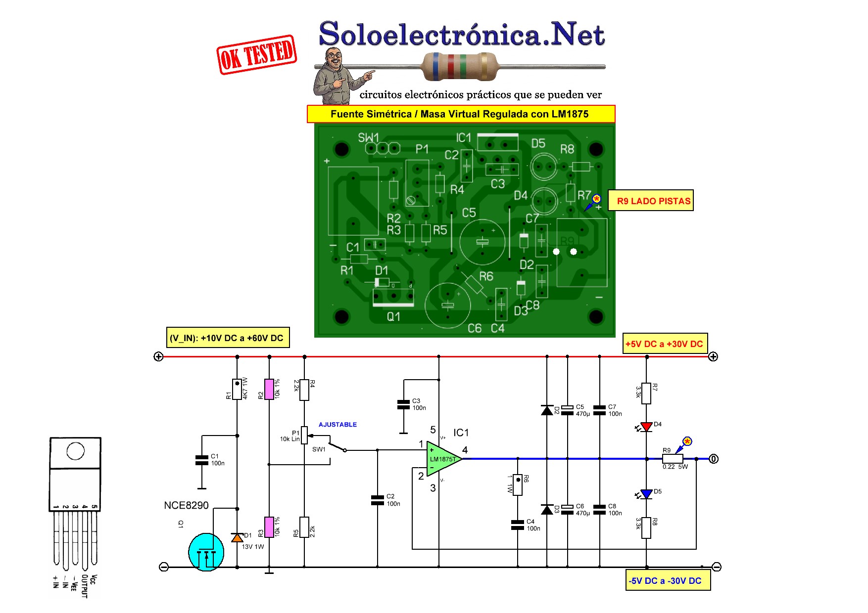 Esquema y Montaje Masa Virtual LM1875